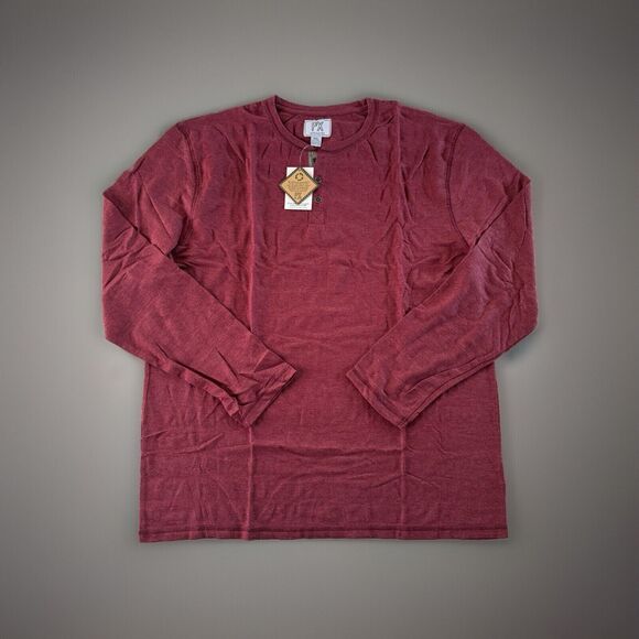 PX Clothing Mens Long Sleeve XXL Henley Waffle Knit Shirt Burgundy NWT - Picture 2 of 13